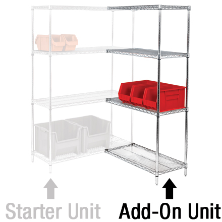 48 x 12 x 86" - 4 Shelf Wire Shelving Add-On Unit