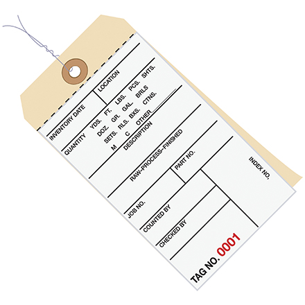 6 <span class='fraction'>1/4</span> x 3 <span class='fraction'>1/8</span>" - (3000-3499) Inventory Tags 2 Part Carbonless # 8 - Pre-Wired