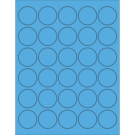 1 <span class='fraction'>1/2</span>" Fluorescent Blue Circle Laser Labels