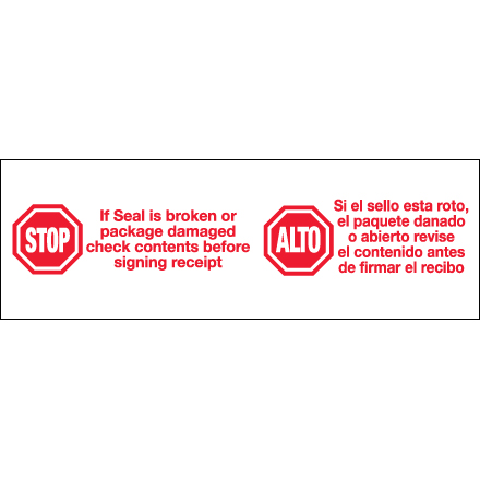 3" x 110 yds. - "Stop / Alto" (6 Pack) Tape Logic<span class='rtm'>®</span> Messaged Carton Sealing Tape